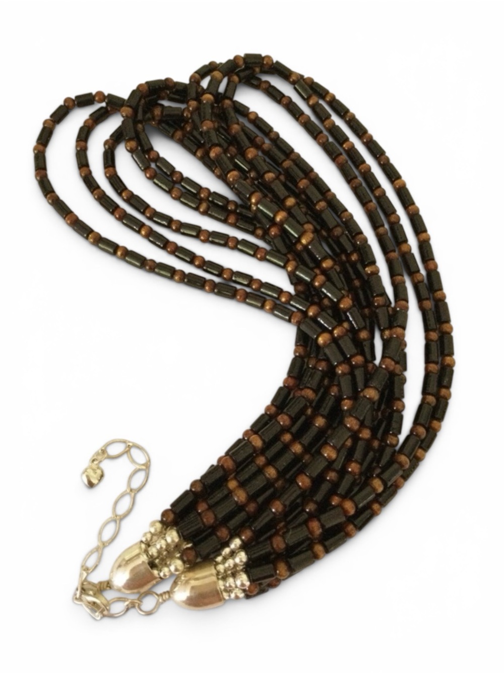 Jay King DTR 925 Sterling Silver Multi-Strand Black & Amber Beaded Necklace - Picture 9 of 15